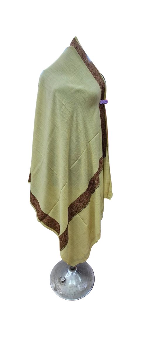 Pale yellow Shawl with Ornate Paisley Borders