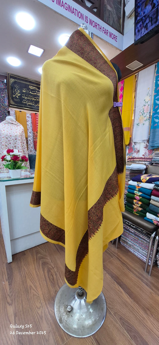 Yellow Shawl with Ornate Paisley Borders
