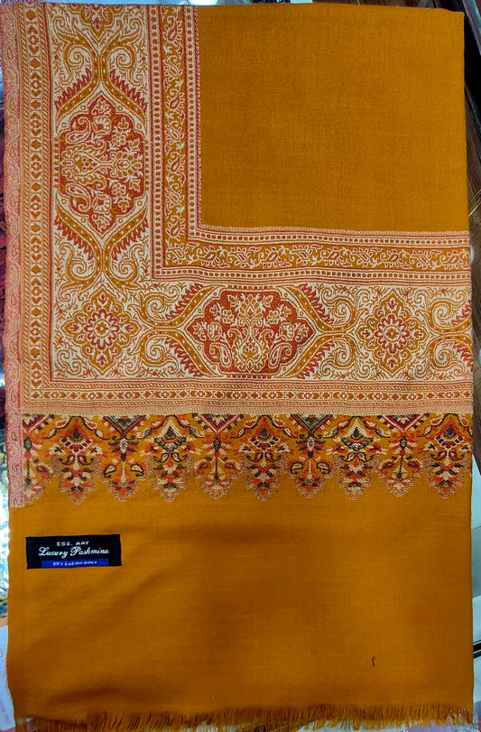Authentic Kashmiri Handwoven Shawl – with Multicolor Kani Border