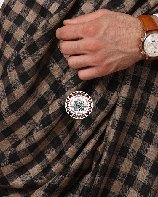 Men's Check Shawl Warm and soft pashmina handfeel fine Wool Design with Diamond Weave