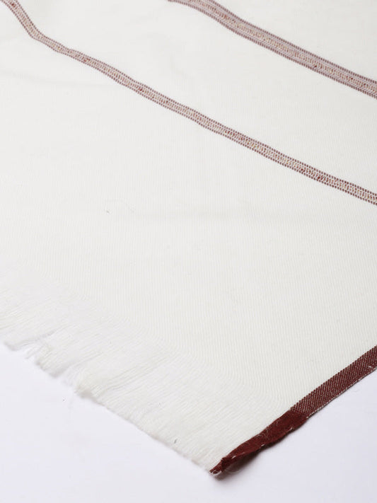 Men farhat Woven Design Shawl (Size: 127x254 cms, White Color)