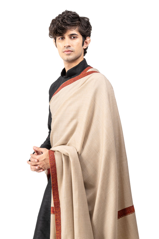 Men Dastoori Lohi with Kashmiri Border Embroidery
