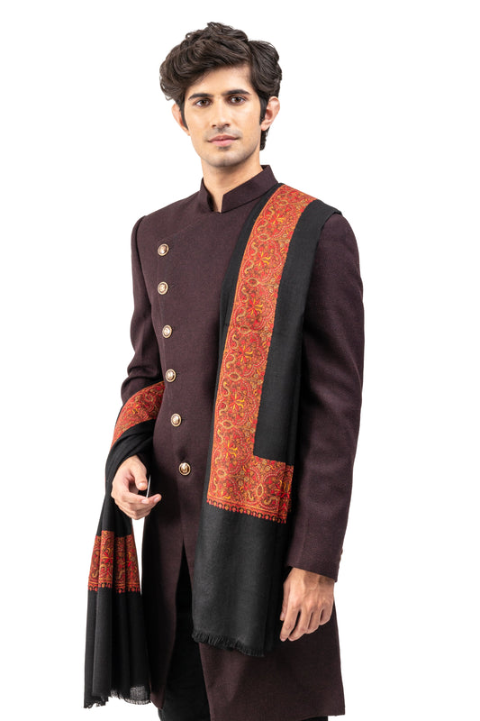 Men Kashmiri Border Embroidery Shawl