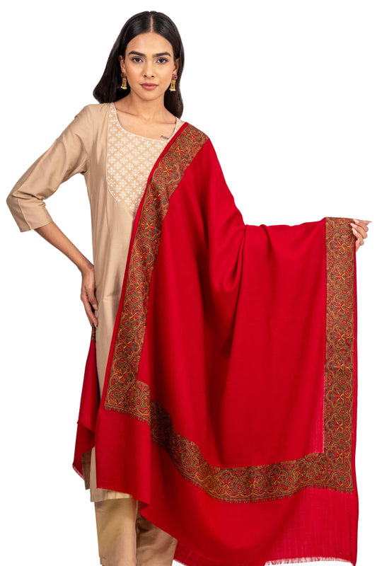 Women Pashmina Blend Kashmiri Border Embroidery Shawl