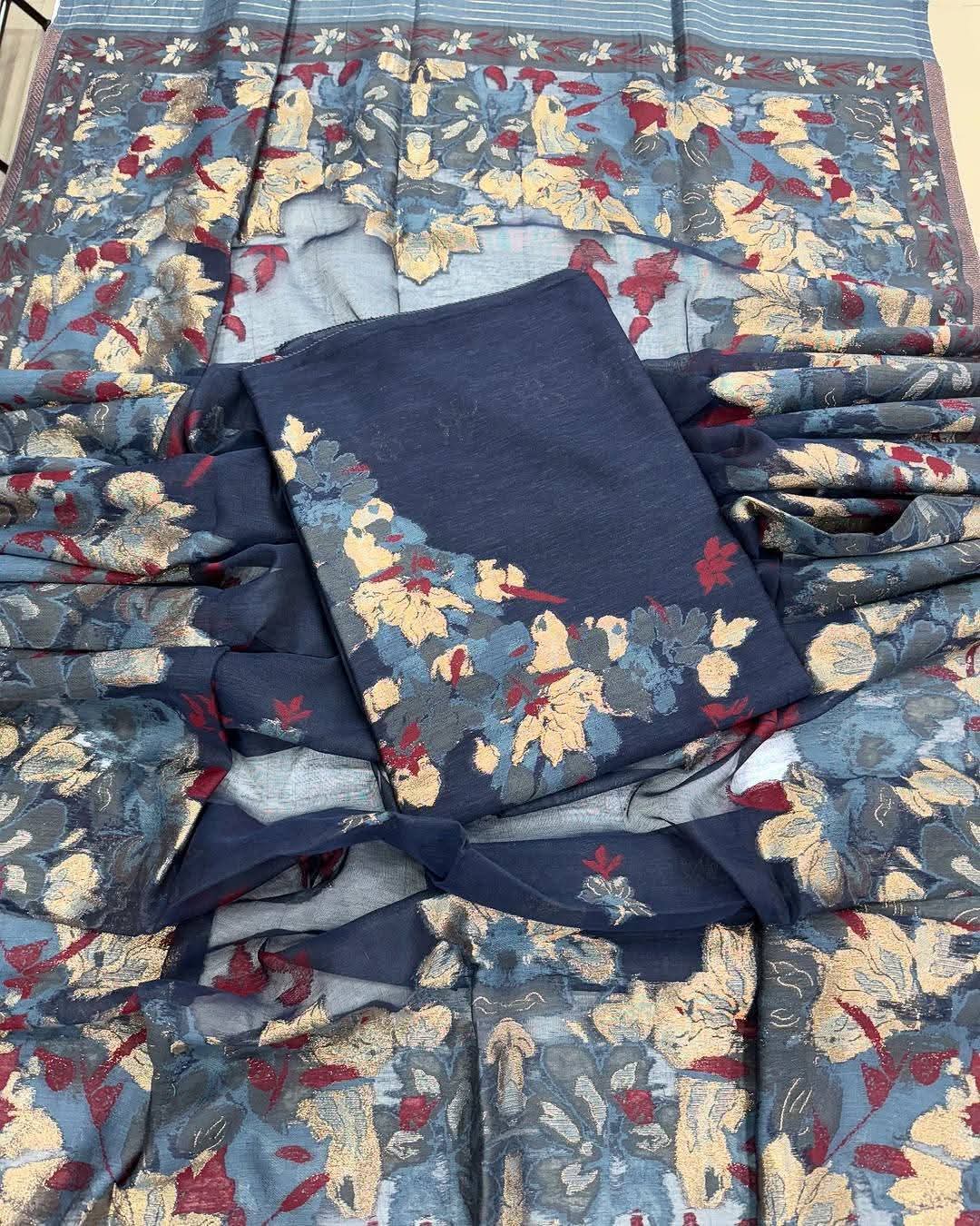 Silk suit set Unstitched 3pcs designer