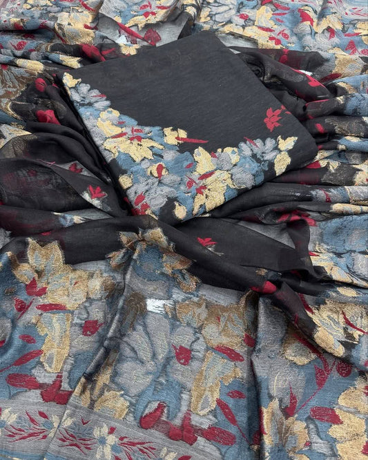 Silk suit set Unstitched 3pcs designer