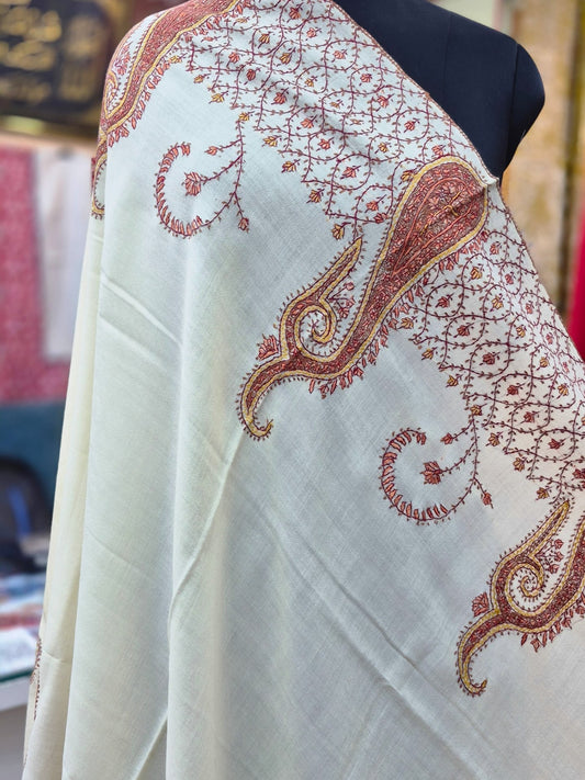 Noor-e-Suzni Kashmiri Hand Embroidered Shawl
