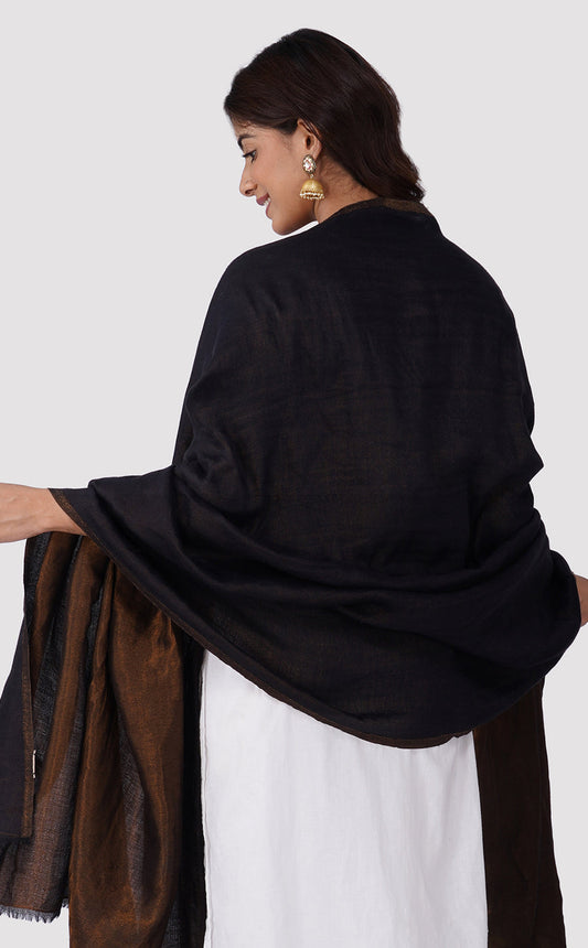 Zari Reversible Shawl - Black Gold