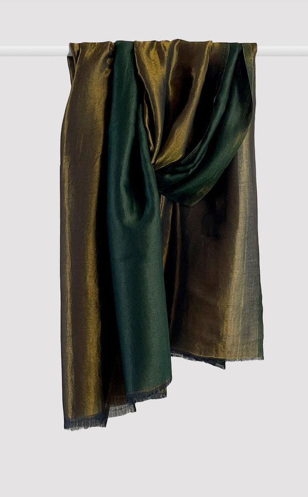 Zari Reversible Stole- Bottle Green