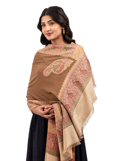 Women Faux Pashmina Shawl with Paisley Motif