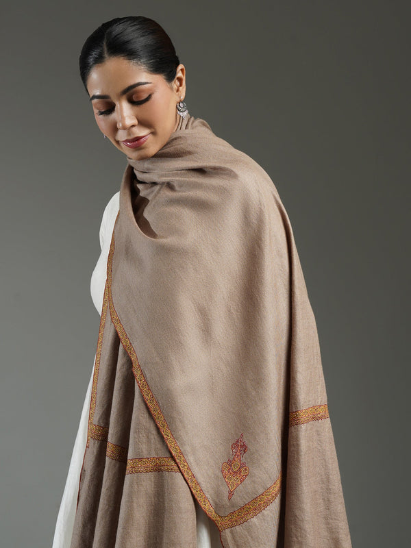 Hashi Handloom Pashmina Shawl – Authentic Kashmiri Handwoven Luxury Wrap with Traditional Border