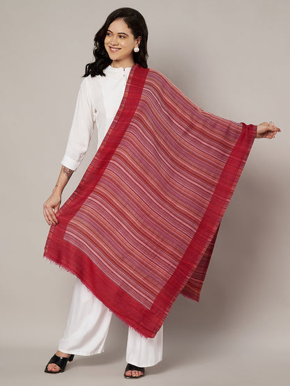 Reversible Woolen Women Stole with Fine Striped Weave | Soft & Elegant Wrap (80 × 28 Inches)