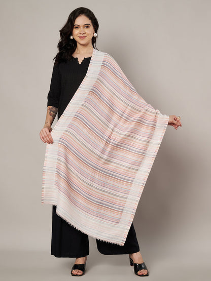 Reversible Woolen Women Stole with Fine Striped Weave | Soft & Lightweight Wrap (80 × 28 Inches)