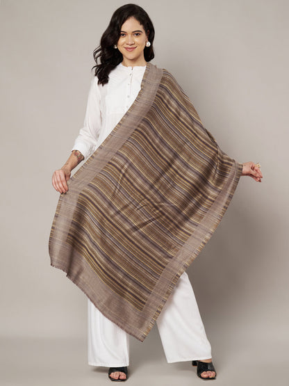 Reversible Woolen Women Stole with Fine Striped Weave – Soft & Elegant Wrap (80 × 28 Inches)