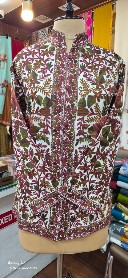 Floral Kashmiri Embroidered Jacket (or Coat):