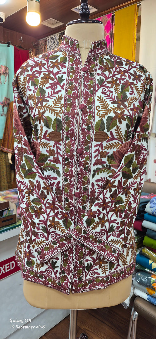 Floral Kashmiri Embroidered Jacket (or Coat):