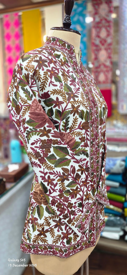 Floral Kashmiri Embroidered Jacket (or Coat):