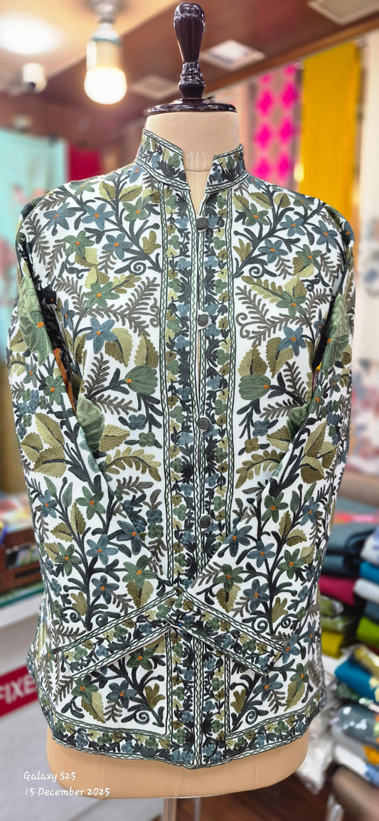 Floral Embroidered Kashmiri jacket (or Coat) :