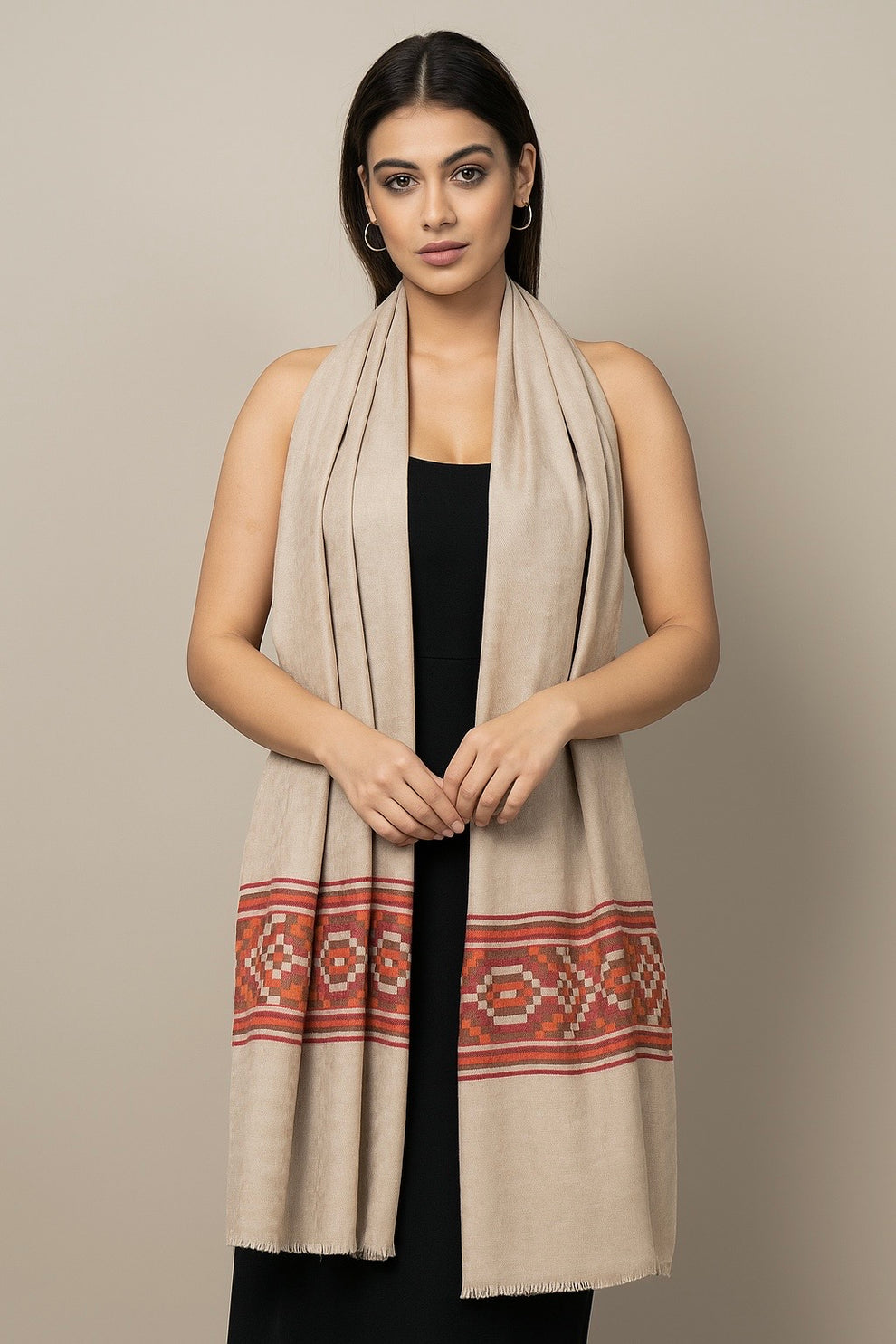 Fine wool kullu palla stole,soft & light weight,skin