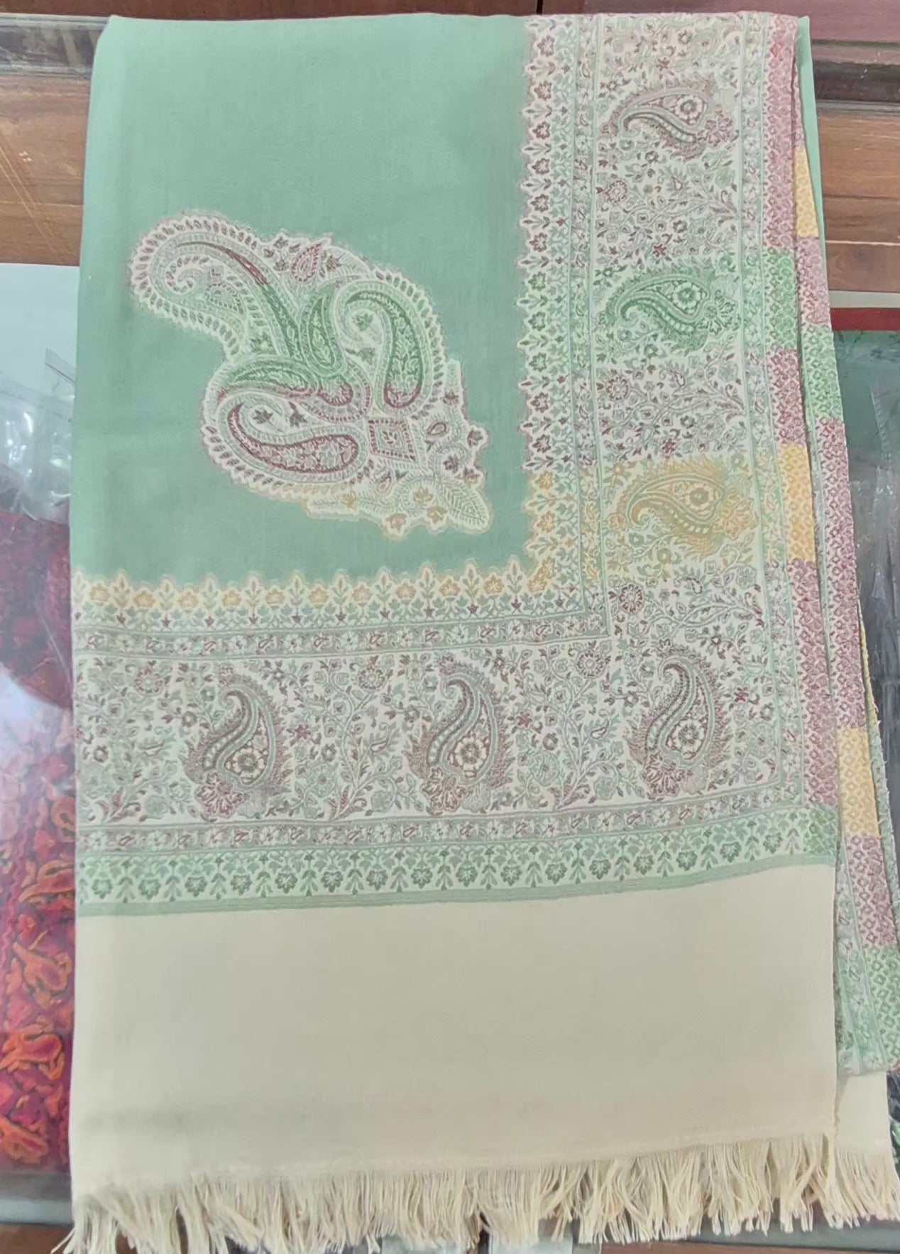 Women Faux Pashmina Shawl with Paisley Motif