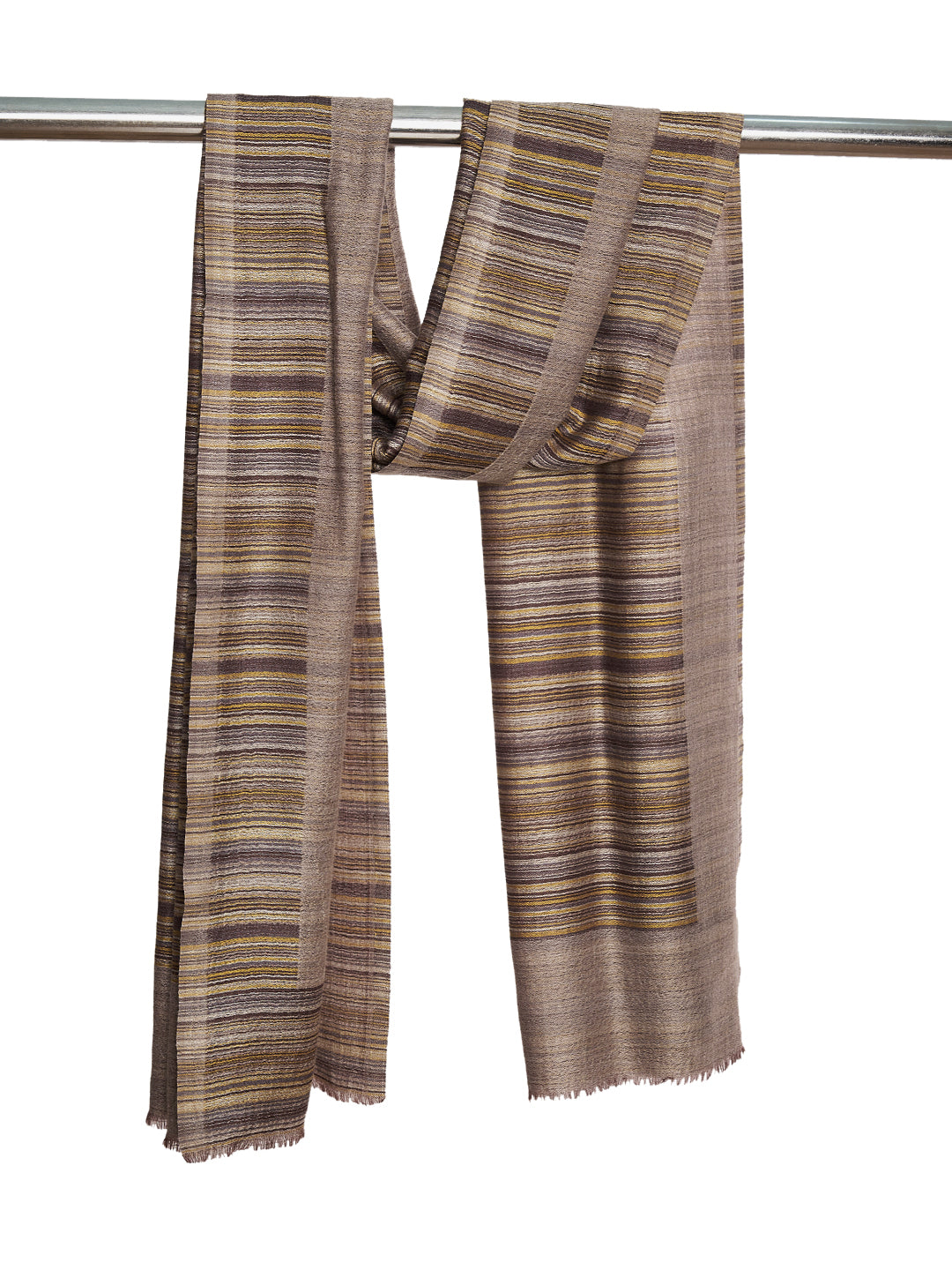 Reversible Woolen Women Stole with Fine Striped Weave – Soft & Elegant Wrap (80 × 28 Inches)