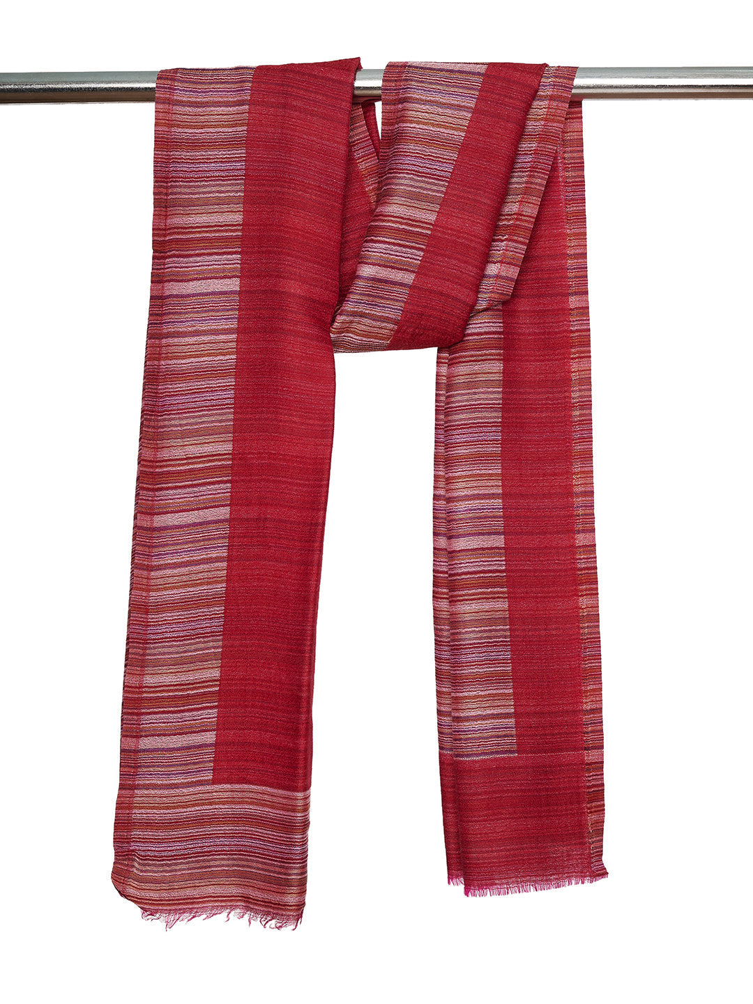 Reversible Woolen Women Stole with Fine Striped Weave | Soft & Elegant Wrap (80 × 28 Inches)