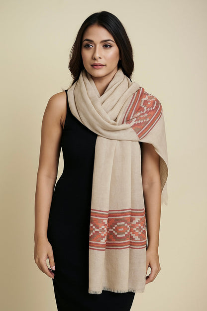 Fine wool kullu palla stole,soft & light weight,skin