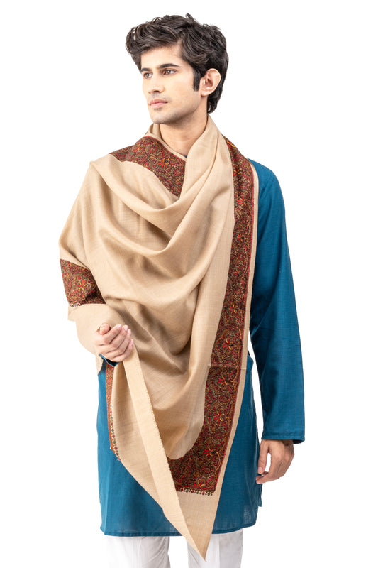 Men Kashmiri Border Embroidery Shawl