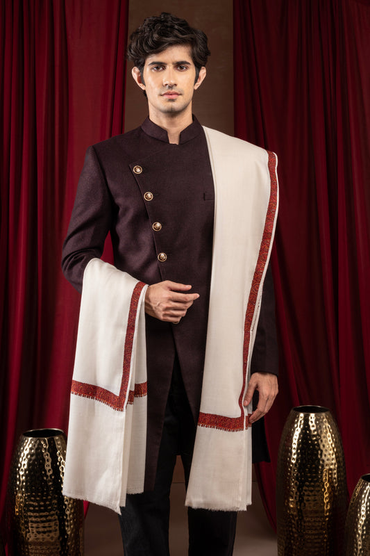 Men Dastoori Lohi with Kashmiri Border Embroidery