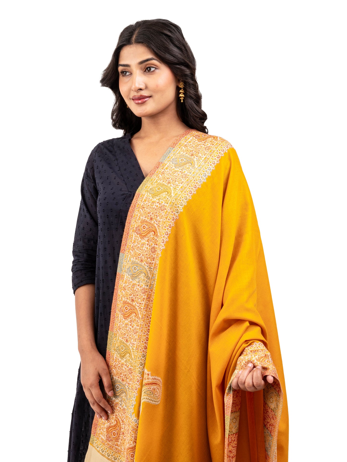 Women Faux Pashmina Shawl with Paisley Motif