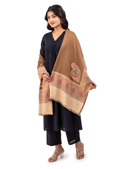 Women Faux Pashmina Shawl with Paisley Motif