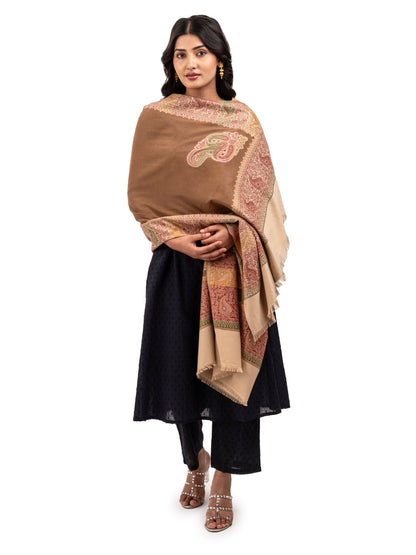 Women Faux Pashmina Shawl with Paisley Motif