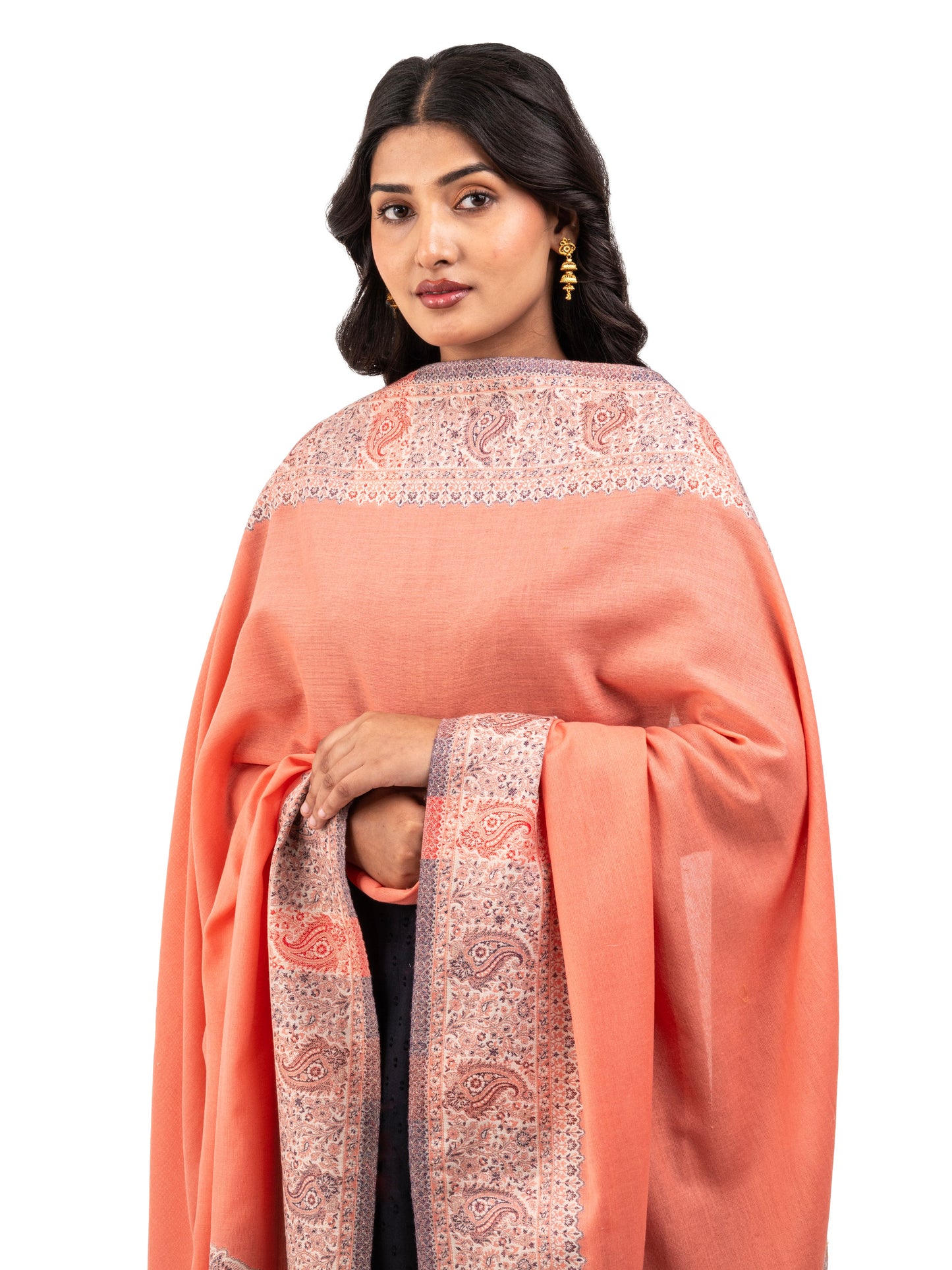 Women Faux Pashmina Shawl with Paisley Motif