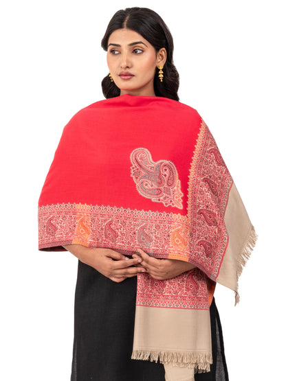 Women Faux Pashmina Shawl with Paisley Motif