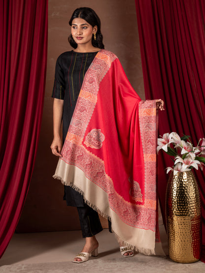 Women Faux Pashmina Shawl with Paisley Motif