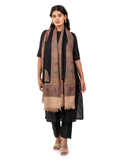 Women Faux Pashmina Shawl with Paisley Motif