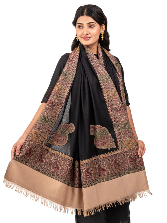 Women Faux Pashmina Shawl with Paisley Motif