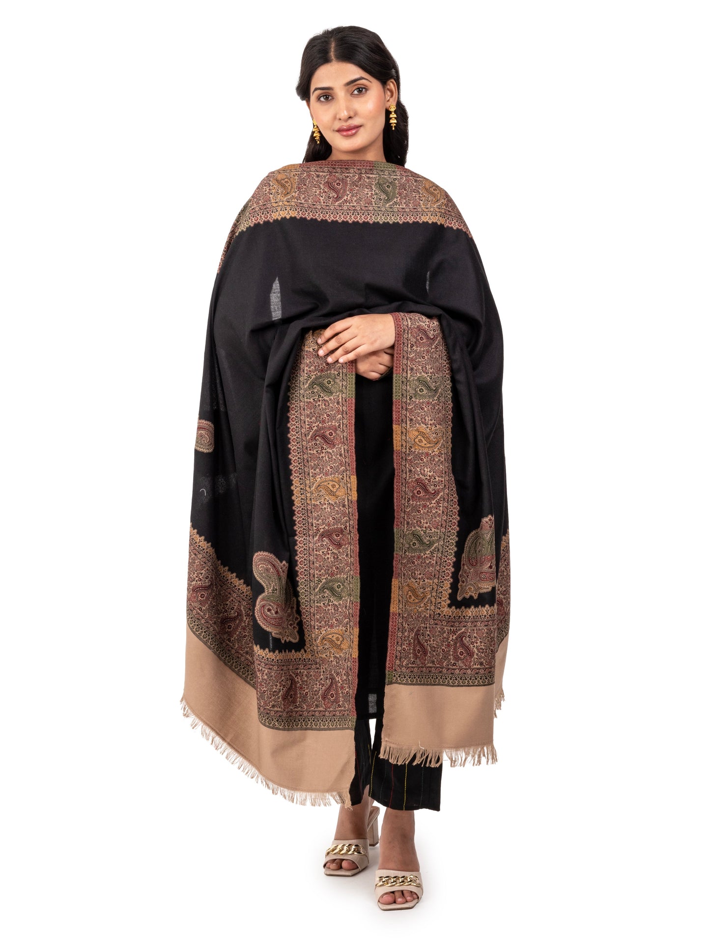 Women Faux Pashmina Shawl with Paisley Motif