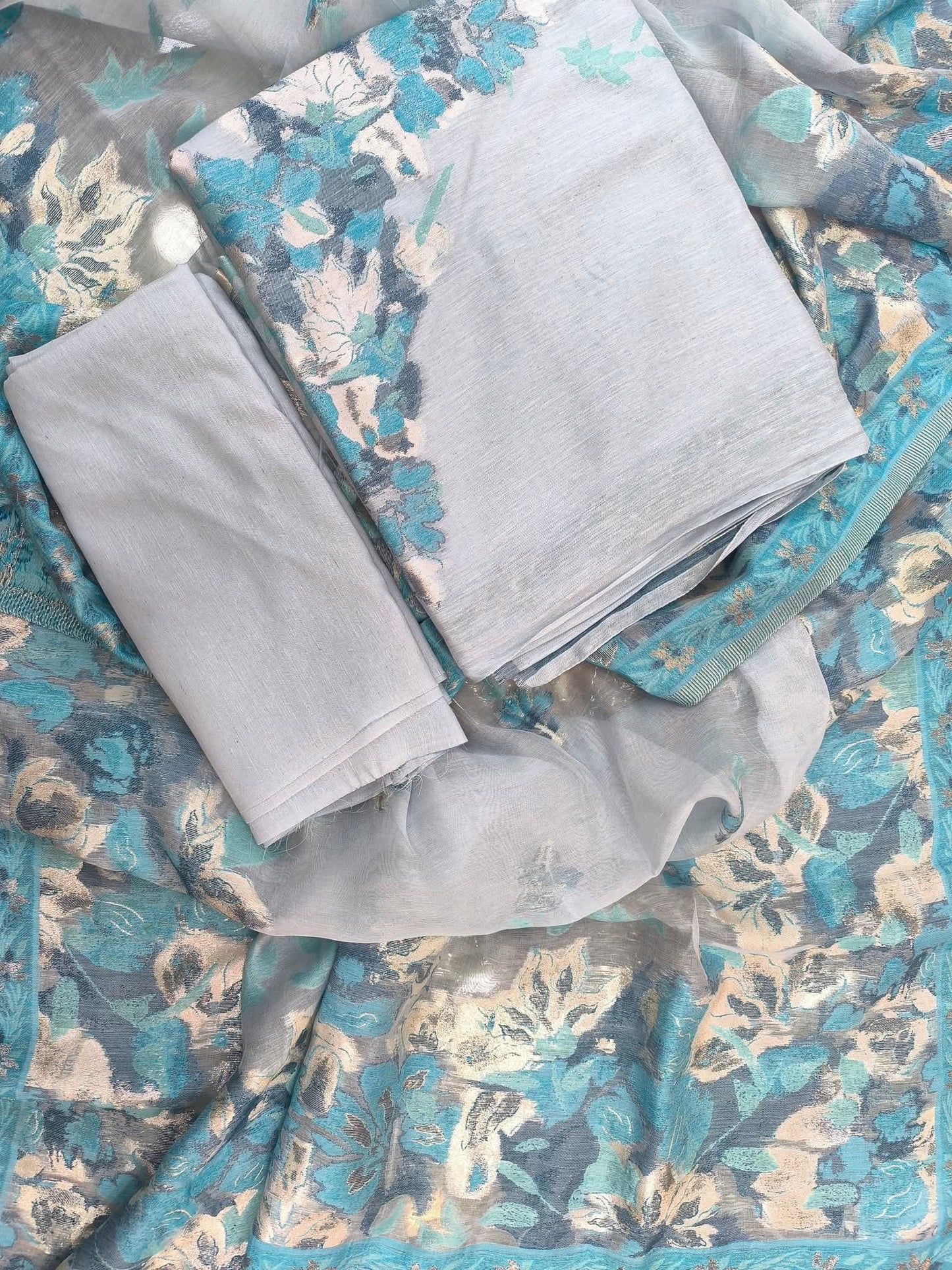 Silk suit set Unstitched 3pcs designer