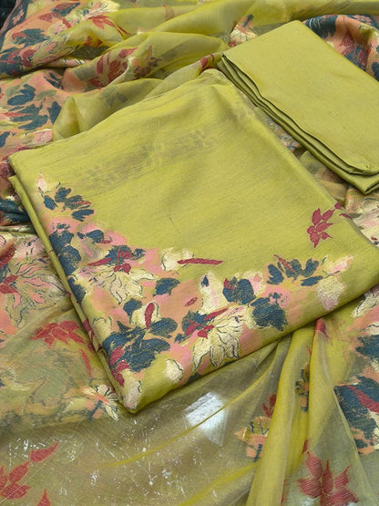 Silk suit set Unstitched 3pcs designer