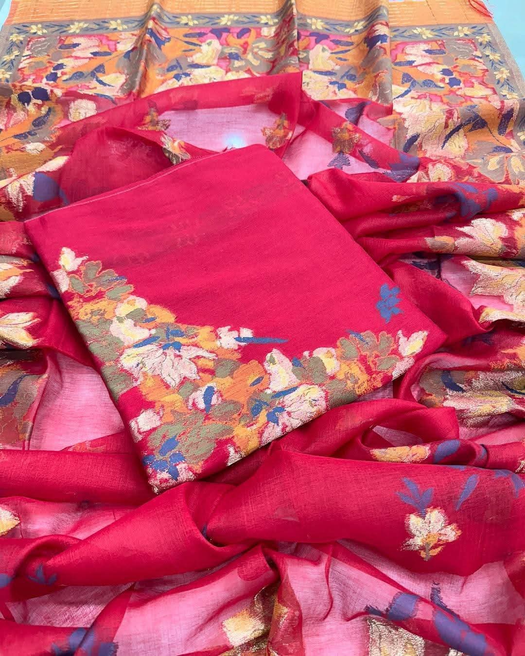 Silk suit set Unstitched 3pcs designer