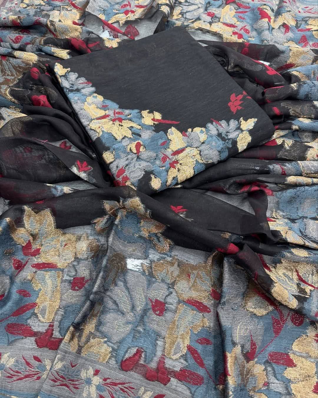 Silk suit set Unstitched 3pcs designer