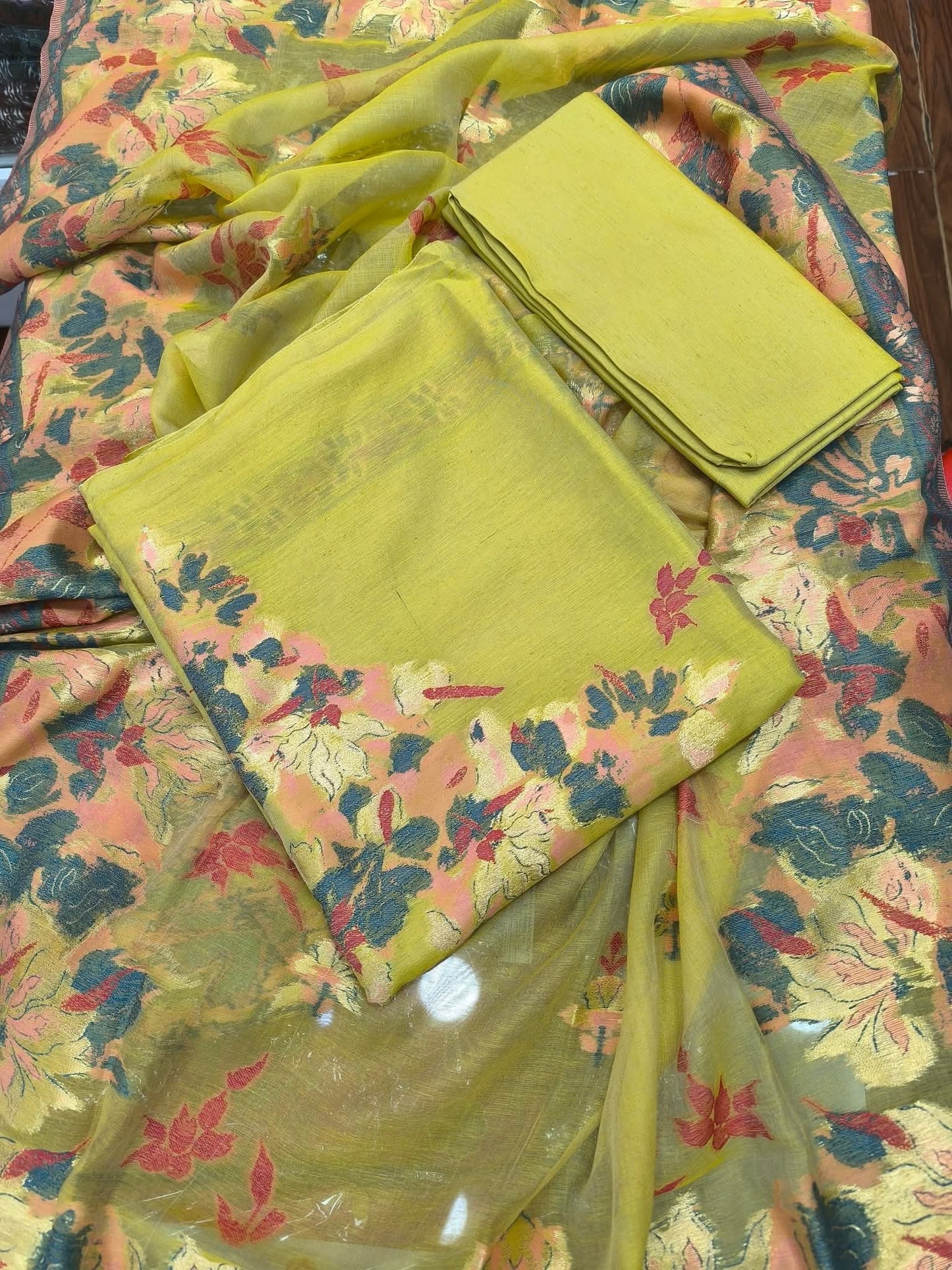 Silk suit set Unstitched 3pcs designer