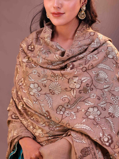 Flower Silky Embroidery Shawl..