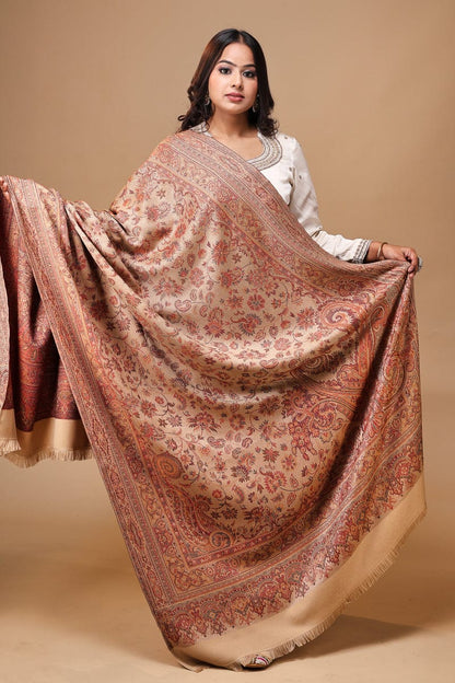 Women's Jamawar Shawl- beige