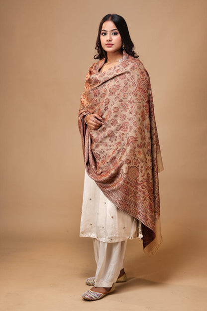 Women's Jamawar Shawl- beige