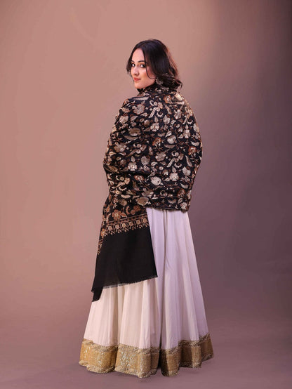 Flower Silky Embroidery Shawl..