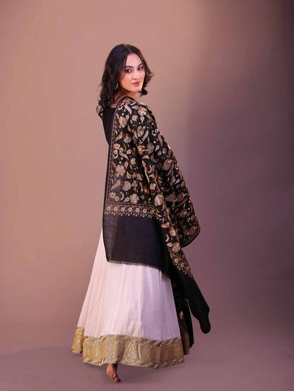 Flower Silky Embroidery Shawl..