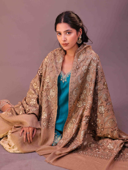 Flower Silky Embroidery Shawl..