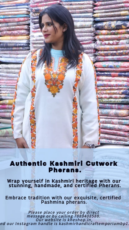 Ultra fine Women's kashmiri cutwork pherans. Lightweight  Handmade